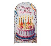 Hiseng Arche Anniversaire Couverture, Toiles de Fond Anniversaire en Forme d'Arche pour Fête de Mariage, Prénatale Décoration, Réversible, Impression 3D (Bougies colorées,6ft(180x80cm))