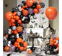 Hiseng Arche Ballon Halloween Confettis, 130 Pièces Guirlande Ballons Anniversaire avec Ballon Halloween Noir Orange Confettis, Arche de Ballon pour Decoration Anniversaire Mariage Bapteme (Orange)