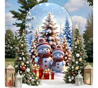 Hiseng Arche Mariage Couverture, Toiles de Fond Anniversaire en Forme d'Arche pour Fête de Mariage, Prénatale Décoration, Réversible, Motif Bonhomme de Neige (Coffret Cadeau,6ft(180x80cm))