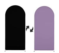 Hiseng Arche Mariage Toile de Fond Ronde, Housse Arrière-planen Forme d'Arche, Couverture Décoration pour Mariages, Fête d'anniversaire, Cérémonie (Noir et Violet,1.2x2.2m(7.2ft))
