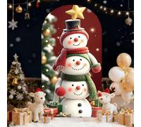 Hiseng Arche Mariage Toile de Fond Ronde, Housse Mariage Arrière-planen Forme d'Arche, Couverture Décoration pour Mariages, Fête d'anniversaire, Cérémonie (Xmas G-05,7.2FT (122x220cm))