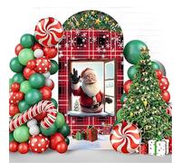 Hiseng Arche Mariage Toile de Fond Ronde, Housse Mariage Arrière-planen Forme d'Arche, Couverture Décoration pour Mariages, Fête d'anniversaire, Cérémonie (Styles de Noël 11,6FT(80 * 180cm))