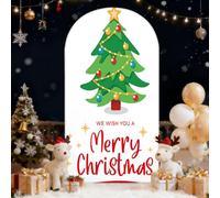 Hiseng Arche Mariage Toile de Fond Ronde, Housse Mariage Arrière-planen Forme d'Arche, Couverture Décoration pour Mariages, Fête d'anniversaire, Cérémonie (Arbre Peint,4FT (55x120cm))