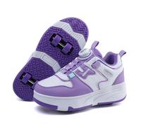 Hiseng Chaussure Roller Fille 31-40EU, Basket Roller pour Enfan Chaussure a Roulette Garcon Chaussure a Roulette Fille Garçons Chaussures Roller Roues Basket a Roulette Adolescents pour Extérieur