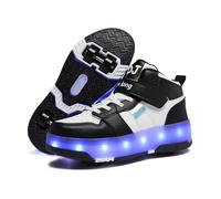 Hiseng Chaussure Roller Fille, Basket Roller pour Enfan Chaussure a Roulette Garcon Chaussure a Roulette Fille Garçons Chaussures 4 Roller Roues Basket a Roulette Adolescents pour Extérieur 28-41EU