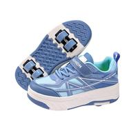 Hiseng Chaussure Roller Fille, Maille Respirante Basket Roller pour Enfan Chaussure a Roulette Garcon Fille Garçons Roues Basket a Roulette Adolescents pour Extérieur Enfants (Bleu,36)