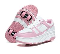 Hiseng Chaussure Roller pour Enfants - Basket à Roulette Garçon Fille - Chaussures avec Roues pour Adolescents - Extérieur 29-40EU