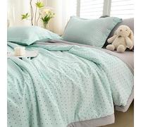 Hiseng Couette 1 Personne en Microfibre, Couette Imprimée Botanique Reversible pour 4 Saisons, Tempérée Duvet sans Housse 2 Personnes pour Adulte Enfant (à Pois,100x150cm)