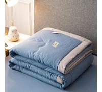 Hiseng Couette 1 Personne en Microfibre, Couette Imprimée Couleurs Unies Reversible pour 4 Saisons, Tempérée Duvet sans Housse 2 Personnes pour Adulte Enfant (Bleu,200x230cm)