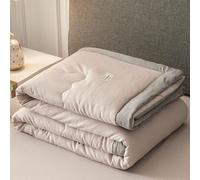 Hiseng Couette 1 Personne en Microfibre, Couette Imprimée Couleurs Unies Reversible pour 4 Saisons, Tempérée Duvet sans Housse 2 Personnes pour Adulte Enfant (Kaki,200x230cm)