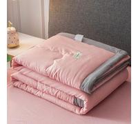 Hiseng Couette 1 Personne en Microfibre, Couette Imprimée Couleurs Unies Reversible pour 4 Saisons, Tempérée Duvet sans Housse 2 Personnes pour Adulte Enfant (Rose,180x220cm)