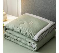 Hiseng Couette 1 Personne en Microfibre, Couette Imprimée Couleurs Unies Reversible pour 4 Saisons, Tempérée Duvet sans Housse 2 Personnes pour Adulte Enfant (Vert foncé,150x200cm)