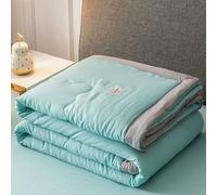 Hiseng Couette 1 Personne en Microfibre, Couette Imprimée Couleurs Unies Reversible pour 4 Saisons, Tempérée Duvet sans Housse 2 Personnes pour Adulte Enfant (Vert Clair,150x200cm)