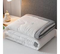 Hiseng Couette 1 Personne en Microfibre, Couette Imprimée Couleurs Unies Reversible pour 4 Saisons, Tempérée Duvet sans Housse 2 Personnes pour Adulte Enfant (Blanc,150x200cm)