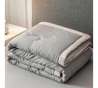 Hiseng Couette 1 Personne en Microfibre, Couette Imprimée Couleurs Unies Reversible pour 4 Saisons, Tempérée Duvet sans Housse 2 Personnes pour Adulte Enfant (Gris,150x200cm)