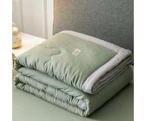 Hiseng Couette 1 Personne en Microfibre, Couette Imprimée Couleurs Unies Reversible pour 4 Saisons, Tempérée Duvet sans Housse 2 Personnes pour Adulte Enfant (Vert foncé,200x230cm)