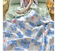 Hiseng Couette Imprimée 1 Personne, Couverture Lit 2 Personnes en Microfibre, Couette Tempérée Convient à Toutes Les Saisons (Fleurs Bleues,150 cm x 200 cm)