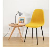 Hiseng Couleur Unie Housse Chaise Scandinave, Housse de Chaise Extensible, Housse de Chaise Salle à Manger Amovible Lavable, Housse pour Chaise Maison Mariage Décor (2 Pieces,Jaune Bonbon)