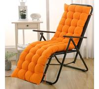 Hiseng Coussin de Chaise Longue Pliante Bain de Soleil, Coussin Transat Jardin Exterieur Antidérapant, Épais & Confortable pour Terrasse, Plage, Salon (Orange,48 * 159cm)