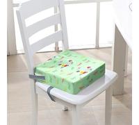 Hiseng Coussin Rehausseur Chaise Enfant, 3D Papillon Coussin Chaise Enfant Lavable Rehausseur de Chaise Enfant avec Boucle de Sécurité (Vert,40x40x10cm)