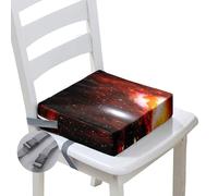 Hiseng Coussin Rehausseur Chaise Enfant, Coussin Siège Surélevée Motif Planète Univers Rehausseur Chaise avec Sangles, Siège d'appoint Portable Amovible et Lavable (Ciel Étoilé Rouge,40x40x10cm)