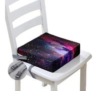 Hiseng Coussin Rehausseur Chaise Enfant, Coussin Siège Surélevée Motif Planète Univers Rehausseur Chaise avec Sangles, Siège d'appoint Portable Amovible et Lavable (Univers Violet,40x40x10cm)