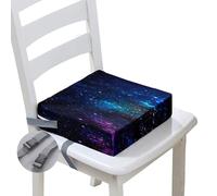 Hiseng Coussin Rehausseur Chaise Enfant, Coussin Siège Surélevée Motif Planète Univers Rehausseur Chaise avec Sangles, Siège d'appoint Portable Amovible et Lavable (Ciel Étoilé Bleu,32x32x8cm)