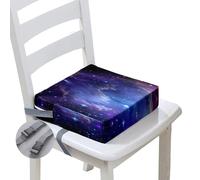 Hiseng Coussin Rehausseur Chaise Enfant, Coussin Siège Surélevée Motif Planète Univers Rehausseur Chaise avec Sangles, Siège d'appoint Portable Amovible et Lavable (Univers Bleu,40x40x10cm)