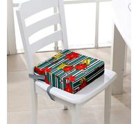 Hiseng Coussin Rehausseur Chaise Enfant, Noël Coussin Chaise Enfant Lavable Rehausseur de Chaise Enfant avec Boucle de Sécurité, Motif de Dessin Animé Rehausseur de Chaise (Vert Foncé,40x40x10cm)