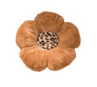 Hiseng Coussins de Chaise Forme de Fleur, Imprimé léopard Coussin en Peluche Douce Duveteux Tatami Oreiller Mignonne pour Siège, Canapé, Jardin, Salon, Chambre Intérieur Décoration (Camel,45x45cm)