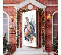 Hiseng Couverture de Porte de 3D Bannière de Porte de Motif Tortue Bannière Toile de Fond de 3D pour Décoration de Vacances Hiver Intérieur (Totem,90x210cm)