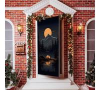 Hiseng Couverture de Porte de 3D Bannière de Porte de Motifs Exquis Bannière Toile de Fond de 3D pour Décoration de Vacances Hiver Intérieur (Petit Bateau,90x210cm)