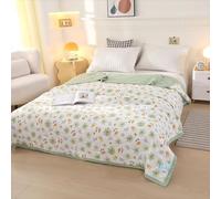 Hiseng Couverture, Dessus De Lits et Couvre-Lits, Motif de Fleurs, 2025 Couette sans Housse Couette Ete, Edredon Réversible, Lavable, pour 1/2 Personnes (Fleurs Vertes,150x200cm)
