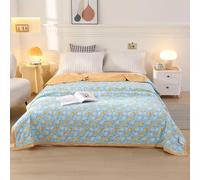 Hiseng Couverture, Dessus De Lits et Couvre-Lits, Motif de Fleurs, 2026 Couette sans Housse Couette Ete, Edredon Réversible, Lavable, pour 1/2 Personnes (Citron et Orange,180x220cm)