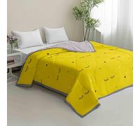 Hiseng Couvre lit en Microfibre, Matelassée Couverture de lit 1/2 Personne, Impression Jeté de Lit Reversible, Doux et Léger Dessus de Lit pour Adulte Enfant (Étoile Jaune,120x150cm)
