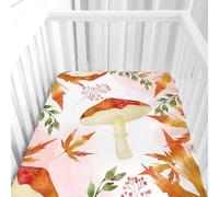 Hiseng Drap Housse pour Lit Bébé Enfant Dessin Animé Doux Draps Housses pour lit de Bébé et lit d'Enfant en Microfibre Protège Matelas Compatible pour Berceaux de Chevet (Champignon,51x85cm)