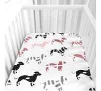 Hiseng Drap Housse pour Lit Bébé Enfant Dessin Animé Doux Draps Housses pour lit de Bébé et lit d'Enfant en Microfibre Protège Matelas Compatible pour Berceaux de Chevet (Teckel,40x90cm)