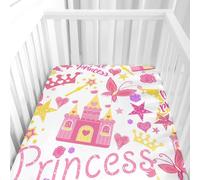 Hiseng Drap Housse pour Lit Bébé Enfant Dessin Animé Doux Draps Housses pour lit de Bébé et lit d'Enfant en Microfibre Protège Matelas Compatible pour Berceaux de Chevet (Château Rose,51x85cm)