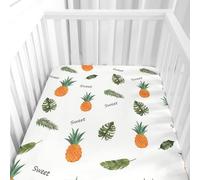 Hiseng Drap Housse pour Lit Bébé Enfant Dessin Animé Doux Draps Housses pour lit de Bébé et lit d'Enfant en Microfibre Protège Matelas Compatible pour Berceaux de Chevet (Ananas,80x160cm)