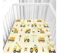 Hiseng Drap Housse pour Lit Bébé Enfant Dessin Animé Doux Draps Housses pour lit de Bébé et lit d'Enfant en Microfibre Protège Matelas Compatible pour Berceaux de Chevet (Excavatrice,70x140cm)