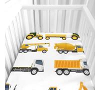 Hiseng Drap Housse pour Lit Bébé Enfant Dessin Animé Motif Doux Draps Housses pour lit de Bébé et lit d'Enfant Microfibre Protège Matelas Compatible pour Berceaux de Chevet (55x90cm,Voiture Jaune)