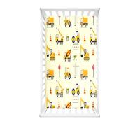 Hiseng Drap Housse pour Lit Bébé Enfant Dessin Animé Motif Doux Draps Housses pour lit de Bébé et lit d'Enfant en Microfibre Protège Matelas Compatible pour Berceaux de Chevet (Excavatrice,55x90cm)