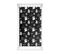 Hiseng Drap Housse pour Lit Bébé Enfant Doux Draps Housses pour lit de Bébé et lit d'Enfant Microfibre Patte de Chien Motif Protège Matelas Compatible pour Berceaux de Chevet (Noir,80x160cm)