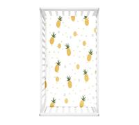 Hiseng Drap Housse pour Lit Bébé Enfant Motif Ananas Doux Draps Housses pour lit de Bébé et lit d'Enfant Microfibre Protège Matelas Compatible pour Berceaux de Chevet (Blanc,70x140cm)