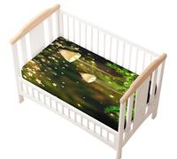 Hiseng Drap Housse pour Lit Bébé Enfant Motif Champignon Doux Draps Housses pour lit de Bébé et lit d'Enfant Protège Matelas Compatible pour Berceaux de Chevet (Luciole Étoile,55x90cm)