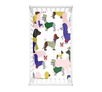 Hiseng Drap Housse pour Lit Bébé Enfant Motif Doux Draps Housses pour lit de Bébé et lit d'Enfant en Microfibre Protège Matelas Compatible pour Berceaux de Chevet (Chien rose bleu,70x140cm)