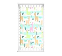 Hiseng Drap Housse pour Lit Bébé Enfant Motif Doux Draps Housses pour lit de Bébé et lit d'Enfant en Microfibre Protège Matelas Compatible pour Berceaux de Chevet (Alpaga bleu clair,60x120cm)