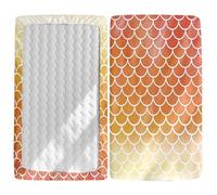 Hiseng Drap Housse pour Lit Bébé Enfant Rêveur Motif Doux Draps Housses pour lit de Bébé et lit d'Enfant en Microfibre Protège Matelas Compatible pour Berceaux de Chevet (Orange,60x120cm)