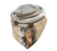 Hiseng Echarpes et Foulards Femme, Echarpe Triangle Echarpe Femme à Boutons Rétro Animaux Cheval Impression Automne Hiver Chaudes Doux Châles Scarf Noël Chaude