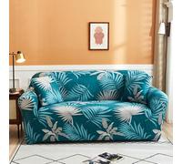 Hiseng Élastique Housse de Canapé, Floride Housse Canapé 4 Places, Universel Couvre Canapé avec Accoudoir, Antidérapante Revêtement de Canapé (4 Places,Feuille Bleue)